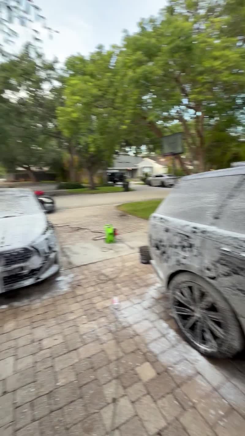 Double detail day — foam cannon pre-soak on two vehicles